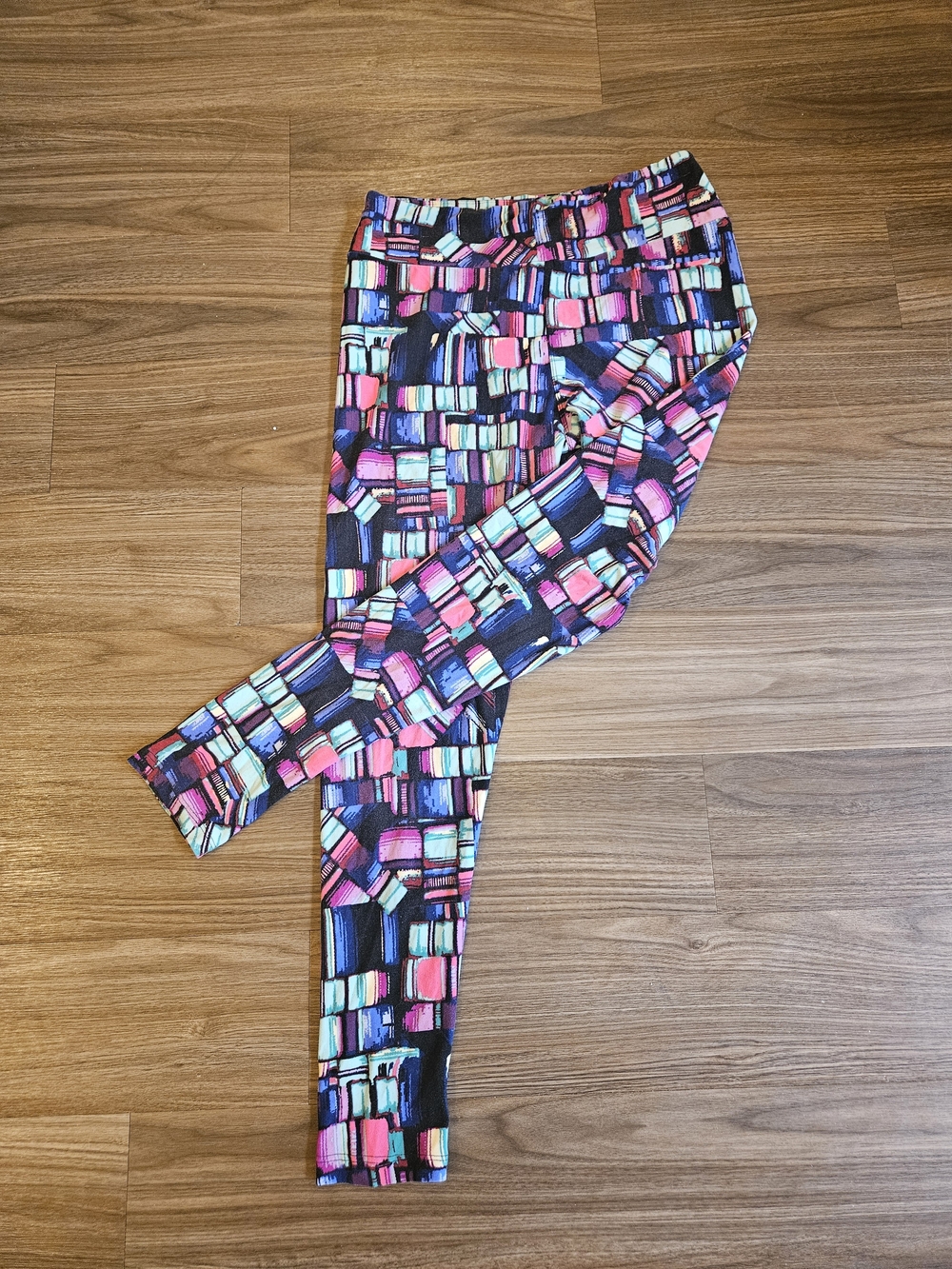 LuLaRoe TC Tall & Curvy Color Block Abstract Leggings Multicolor